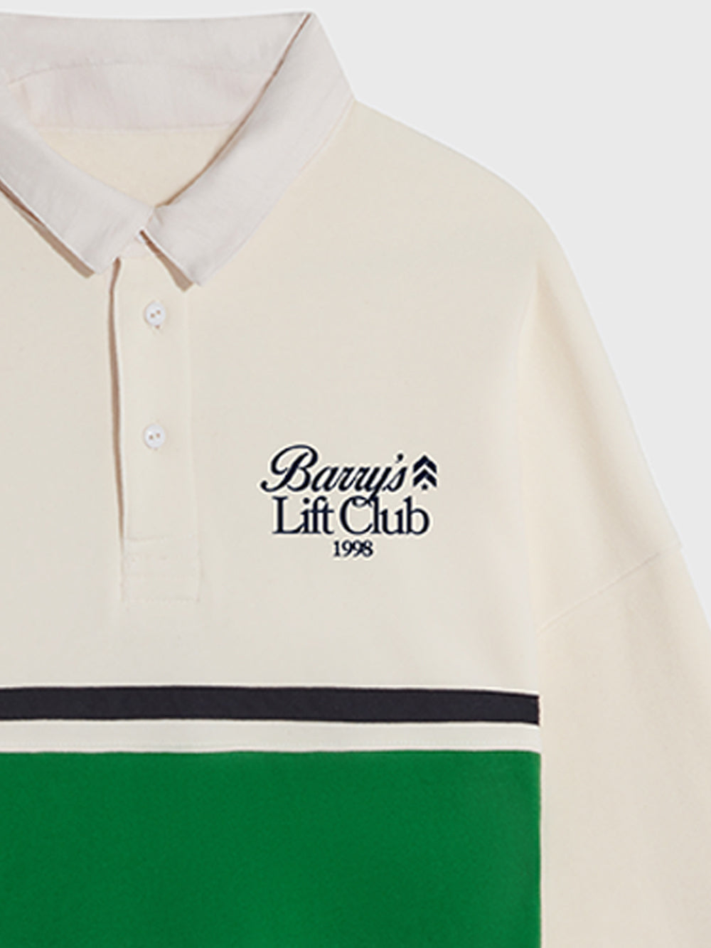 BARRY'S BONE/SPORT GREEN COLLARED SWEATSHIRT