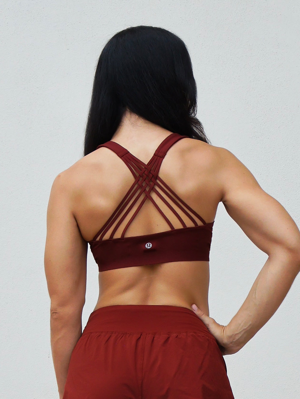 LULULEMON CRANBERRY CHARM FLEXY FLEX STRAPPY YOGA BRA A-C