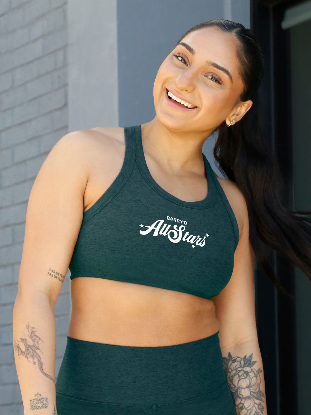 VUORI MOSS HEATHER ELEVATION RACER BRA