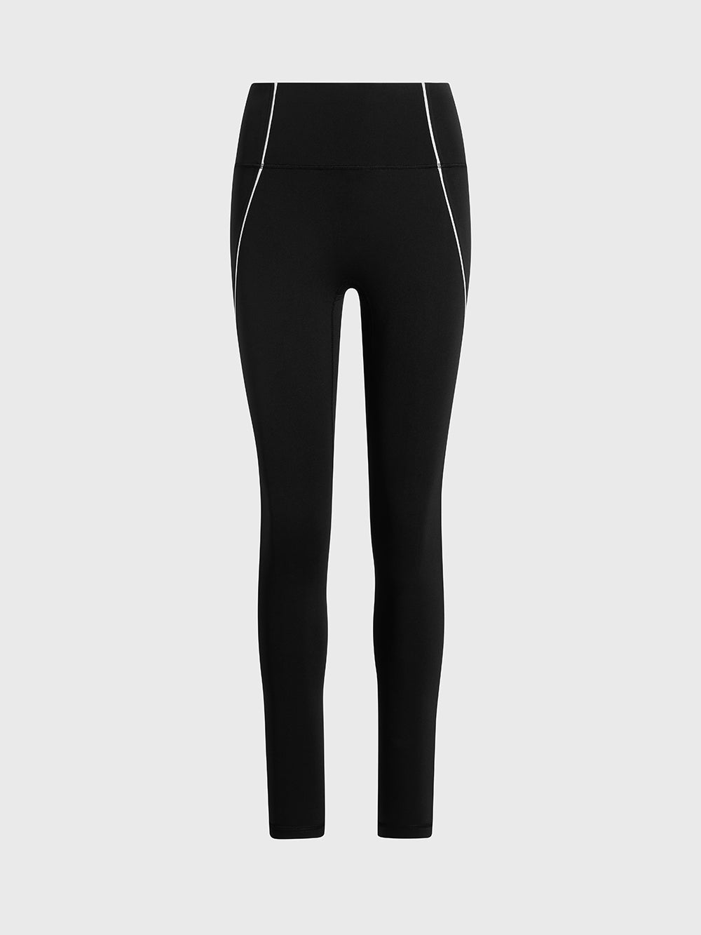 LULULEMON BLACK/LIGHT IVORY WUNDER TRAIN NO-LINE PIPED HR TIGHT 25