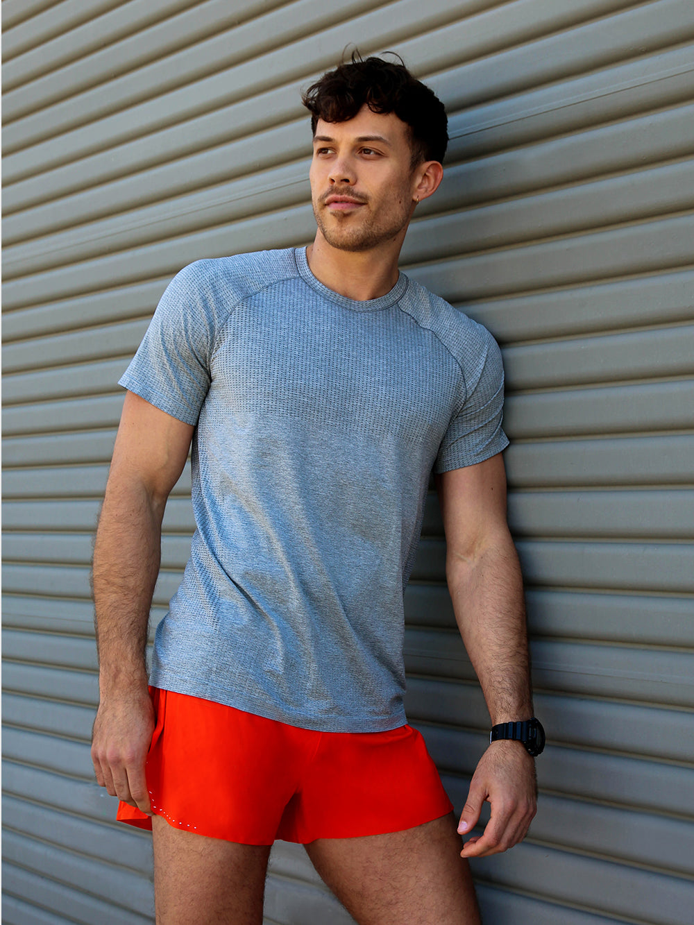 LULULEMON EMBOSS SOLAR ORANGE FAST AND FREE 3IN SHORT