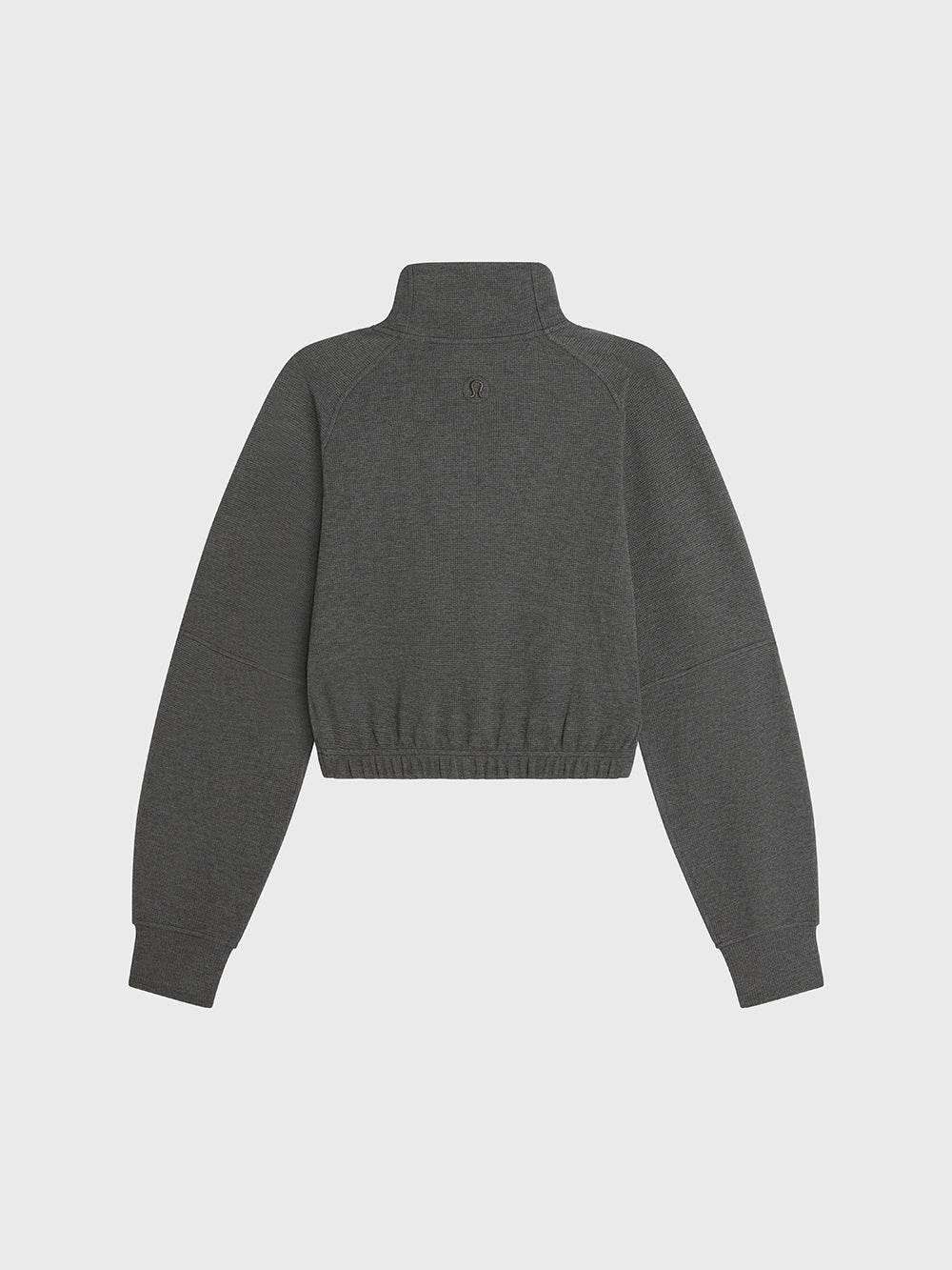 LULULEMON GREY WAFFLE SCUBA CROPPED 1/2 ZIP W FUNNEL NECK
