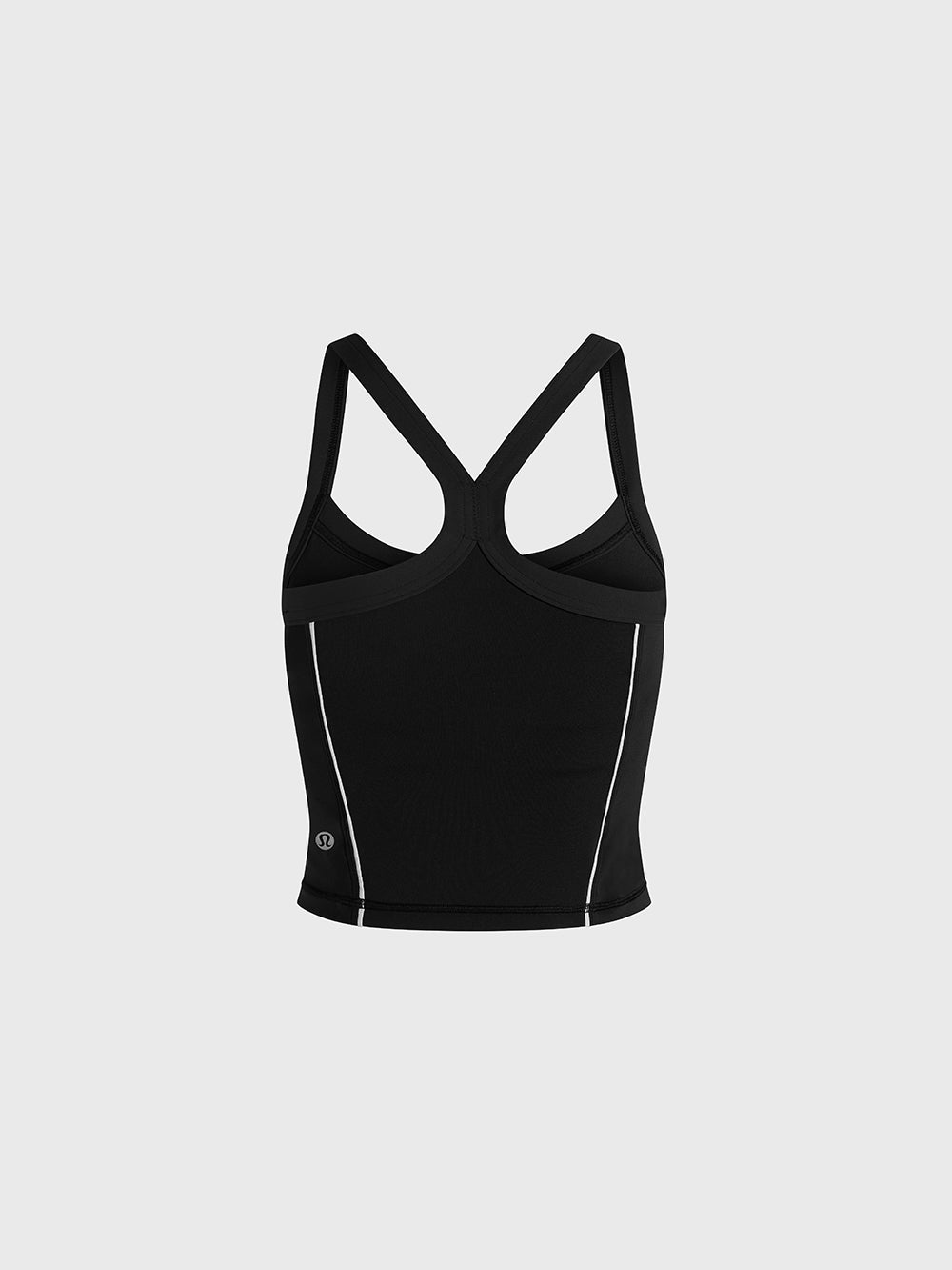 LULULEMON BLACK/LIGHT IVORY WUNDER TRAIN PIPED STRAPPY TANK