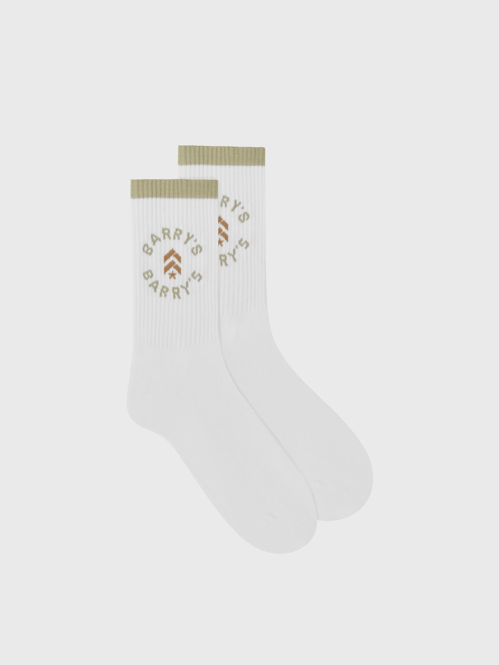 BARRY'S WHITE/MOSS GREY LOGO SOCKS