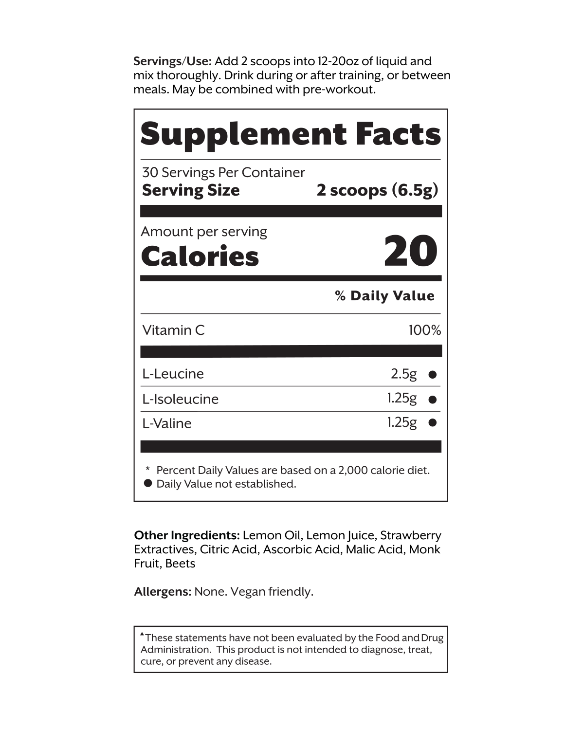 Strawberry Lemon BCAA Powder