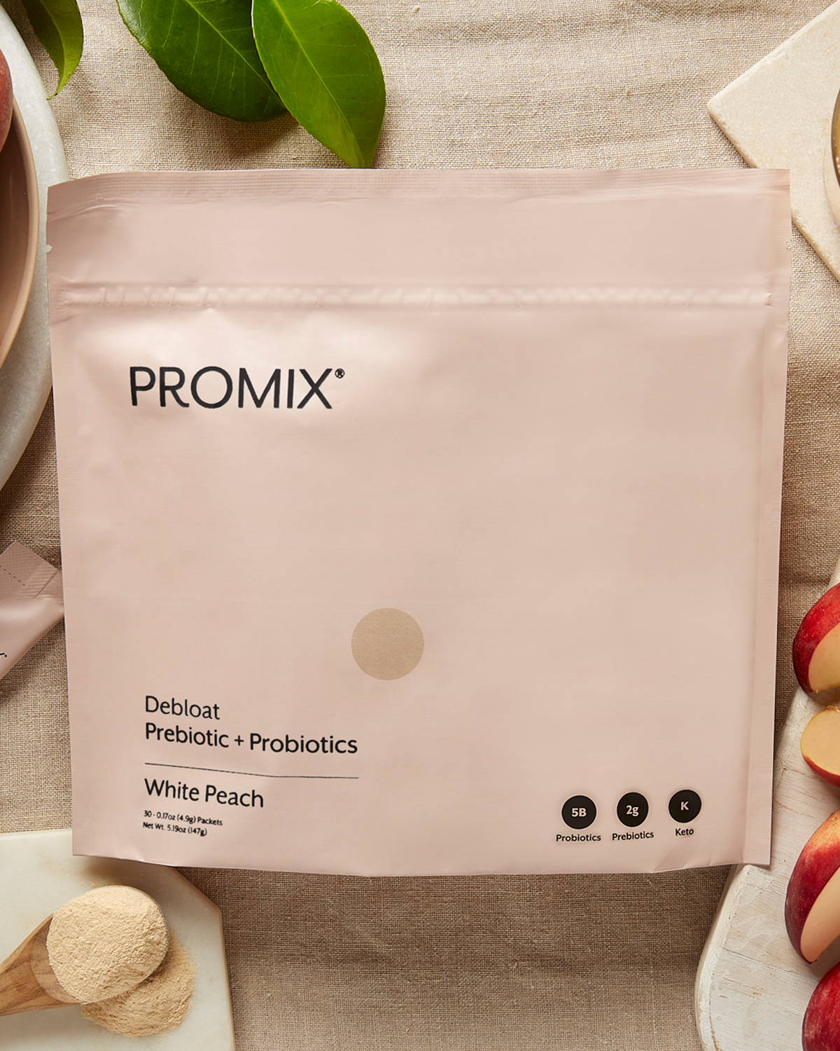 White Peach Debloat: Prebiotic + Probiotic