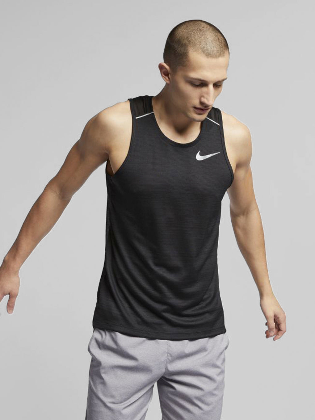 NIKE 3 CHEVRON BLACK DRI-FIT MILER TANK