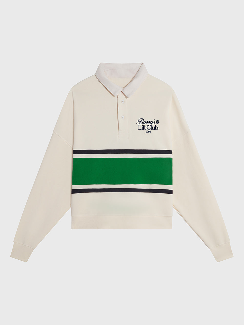 BARRY'S BONE/SPORT GREEN COLLARED SWEATSHIRT