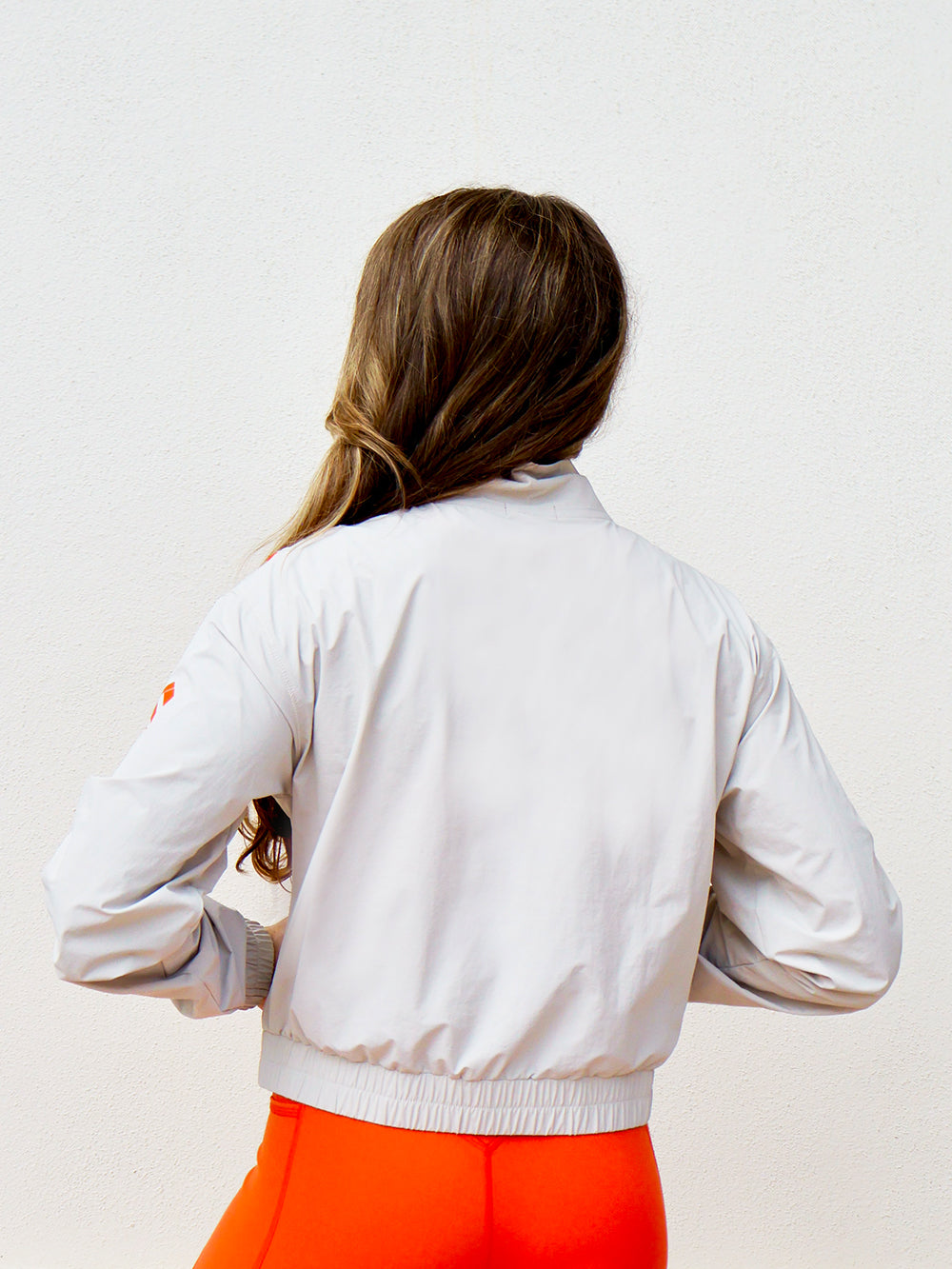 BARRY'S BONE/HOT ORANGE CROPPED 1/4 ZIP WINDBREAKER