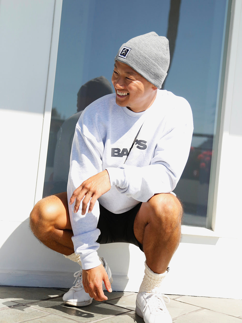 BARRY'S DARK HEATHER GREY PATCH BEANIE