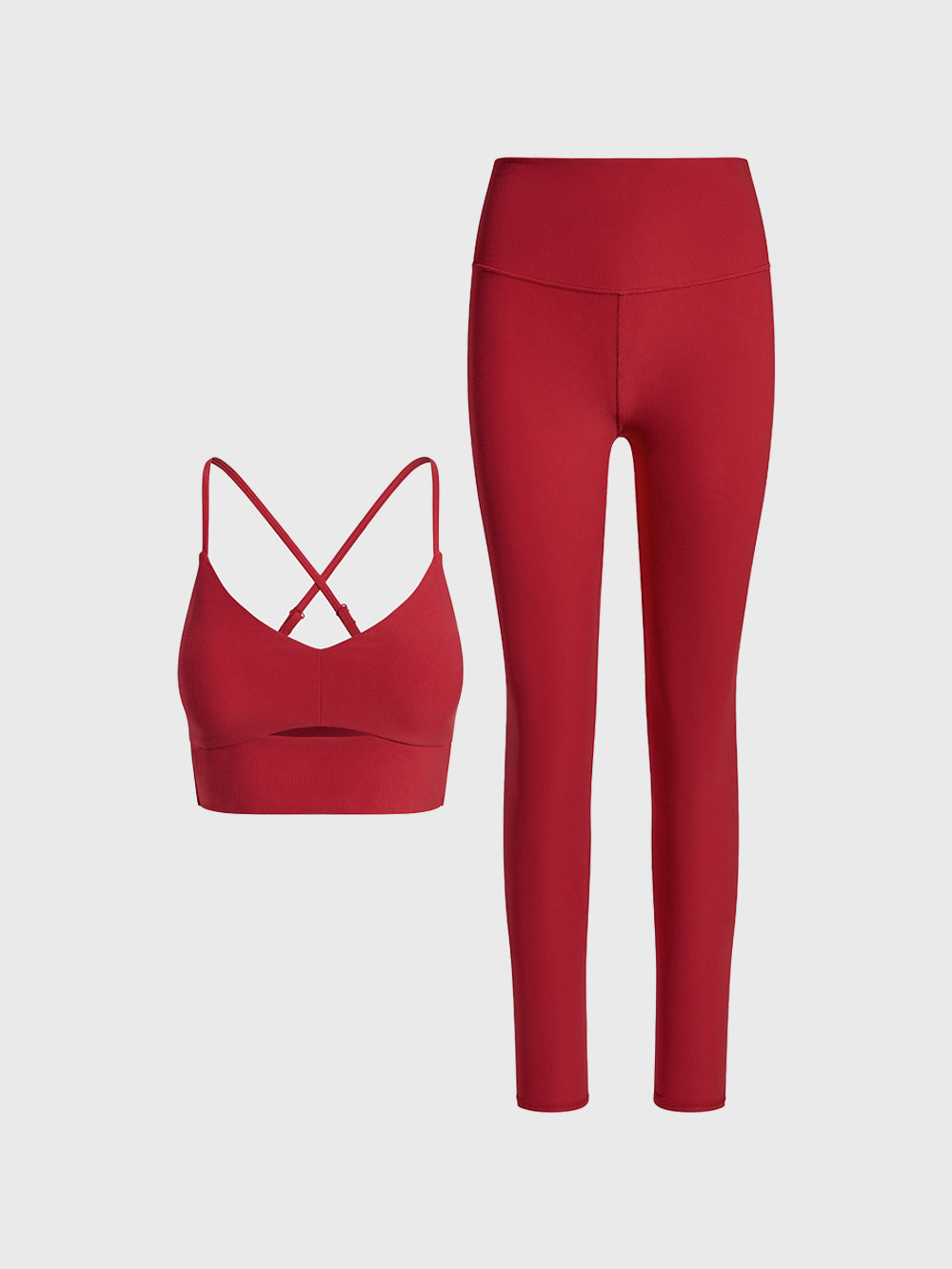 ALO BOLD RED ALOSOFT BRA AND LEGGING SET