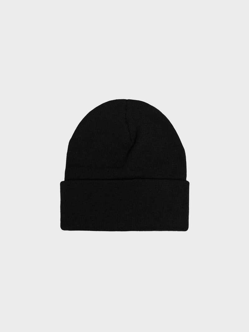 BARRY'S BLACK LEATHER PATCH BEANIE