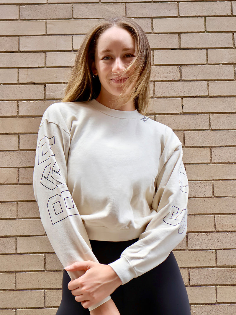 BARRY'S VINTAGE WHITE CROP SWEATSHIRT