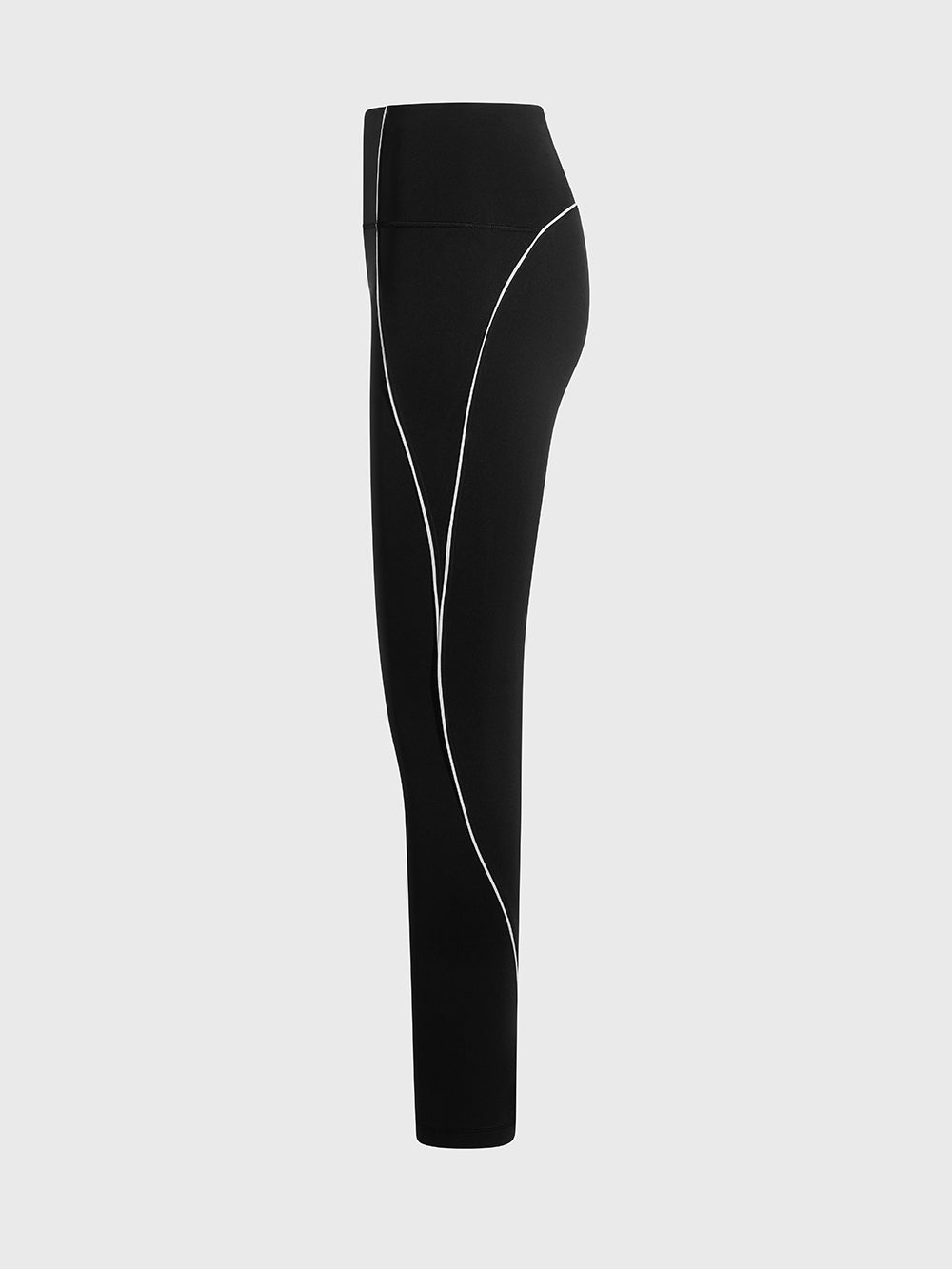 LULULEMON BLACK/LIGHT IVORY WUNDER TRAIN NO-LINE PIPED HR TIGHT 25
