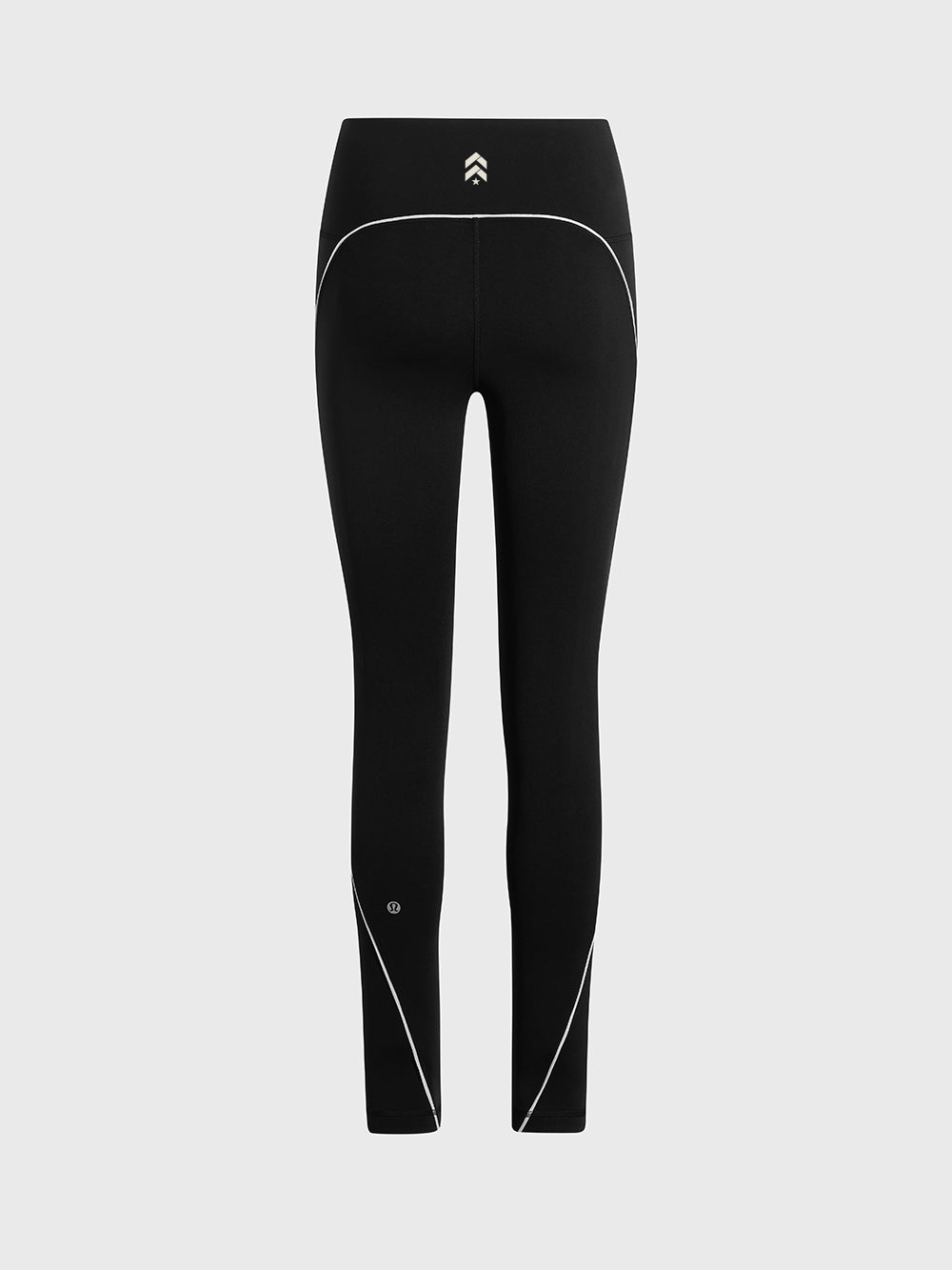 LULULEMON BLACK/LIGHT IVORY WUNDER TRAIN NO-LINE PIPED HR TIGHT 25