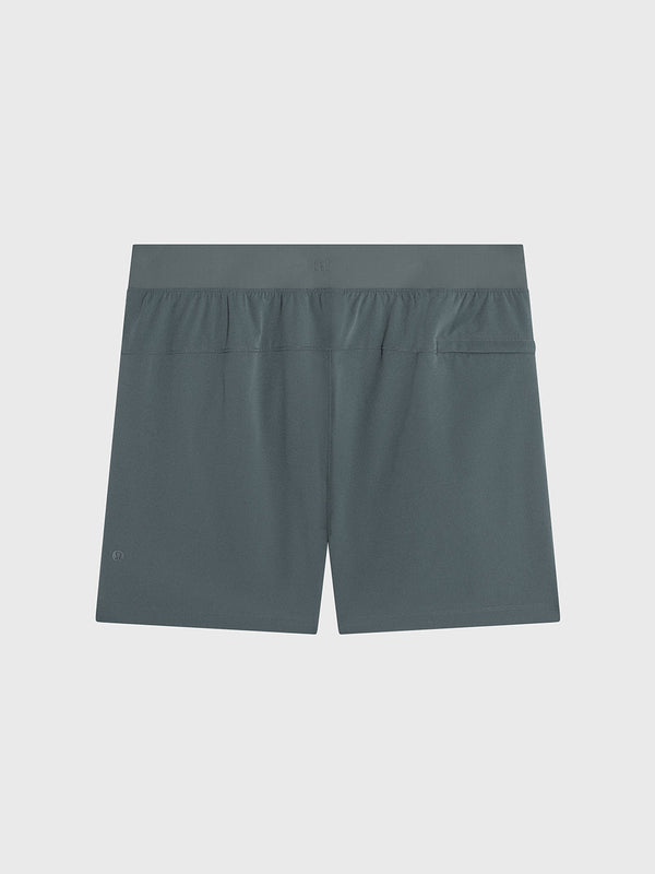 LULULEMON OIL GREY ZEROED IN LINERLESS SHORT 5"