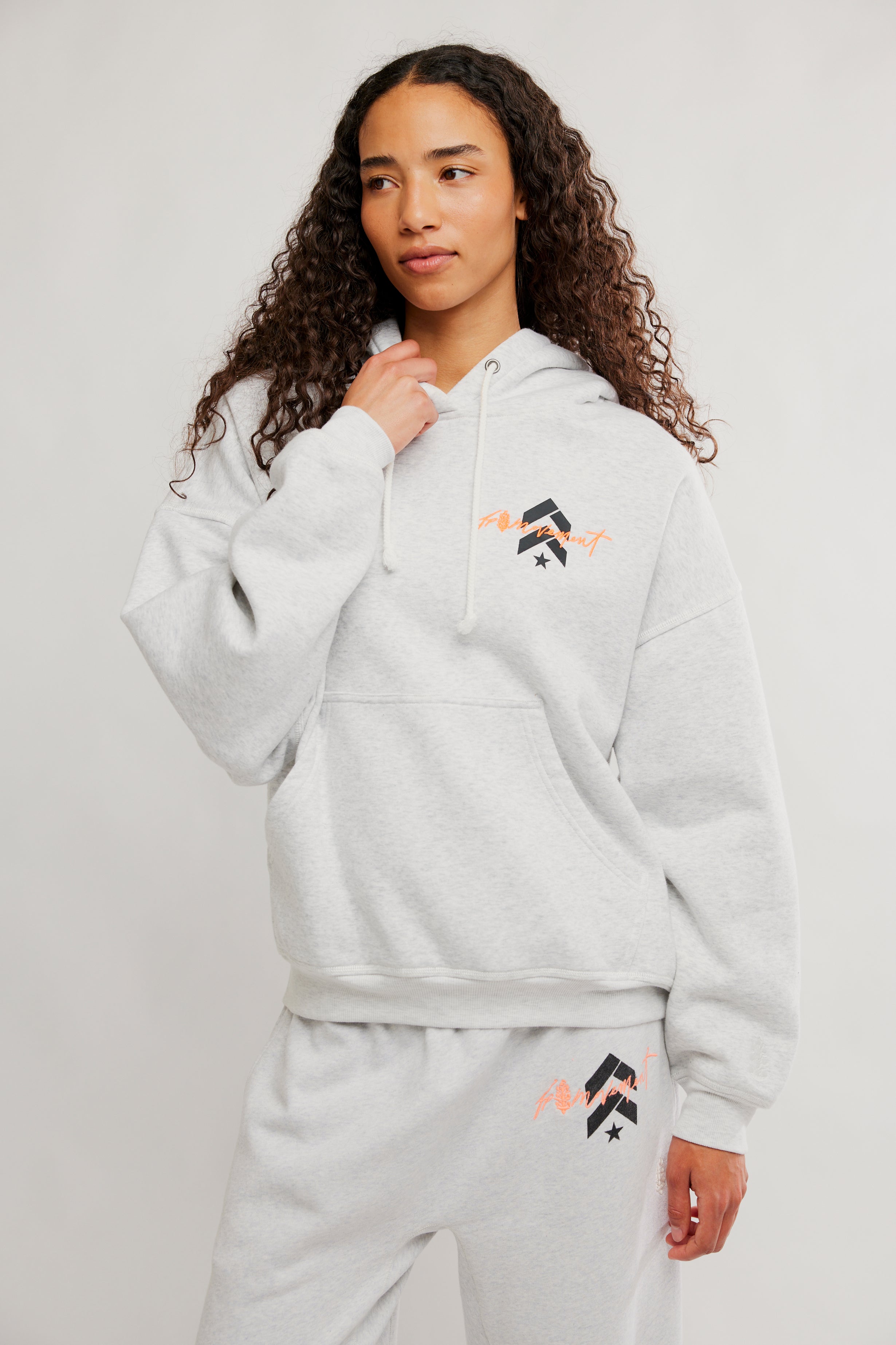 FP MOVEMENT WHITE HEATHER GREY FINAL CALL HOODIE