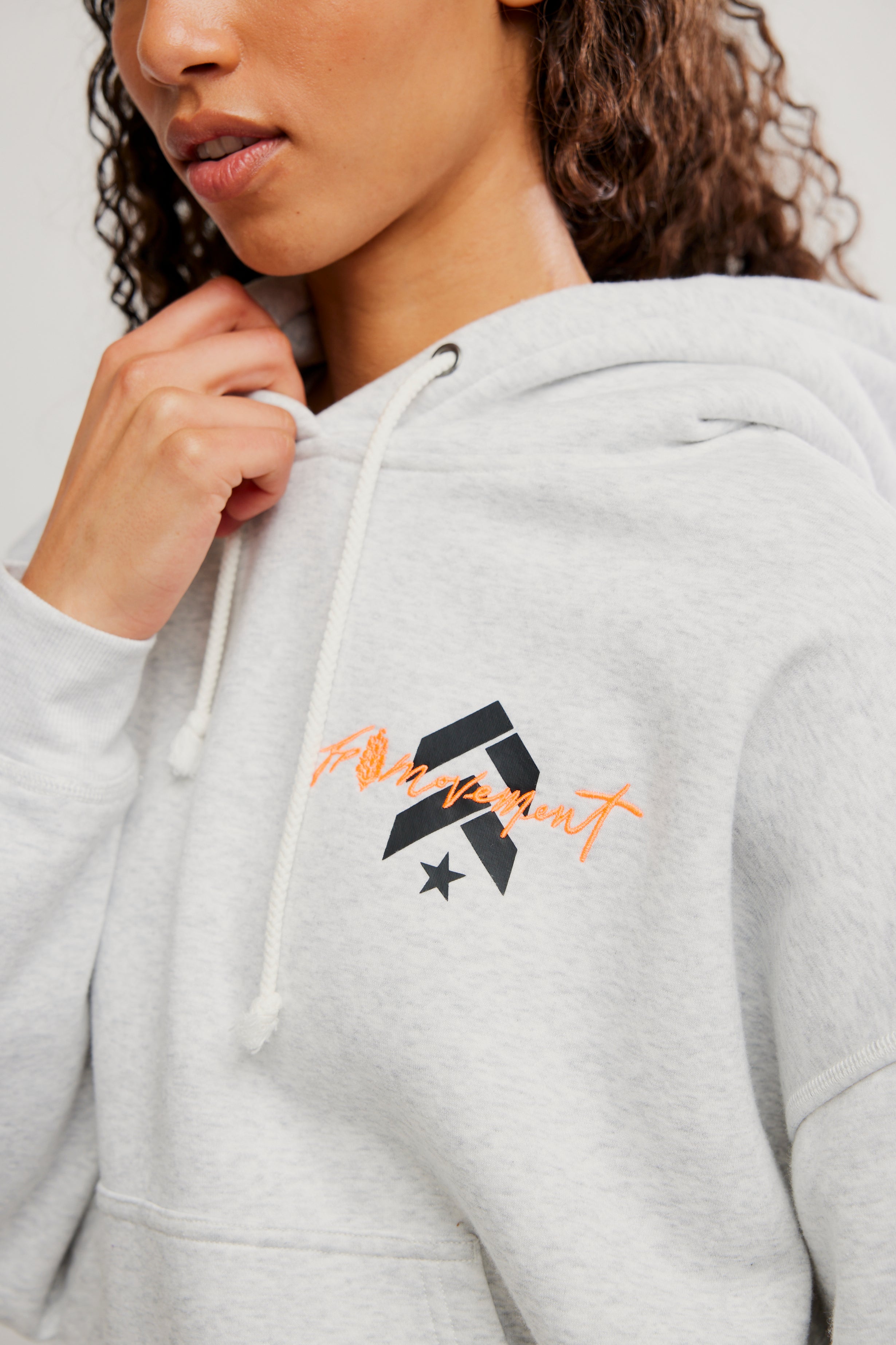 FP MOVEMENT WHITE HEATHER GREY FINAL CALL HOODIE