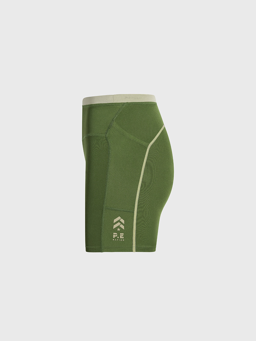 PE NATION ARMY GREEN CONTRAST RAPID 5 IN BIKER SHORT