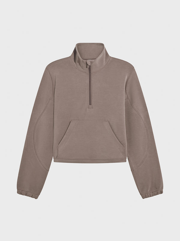 LULULEMON TAUPETASTIC BRUSHED SOFTSTREME HALF ZIP