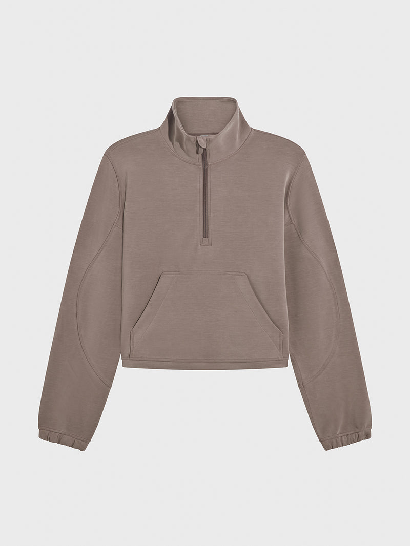 LULULEMON TAUPETASTIC BRUSHED SOFTSTREME HALF ZIP