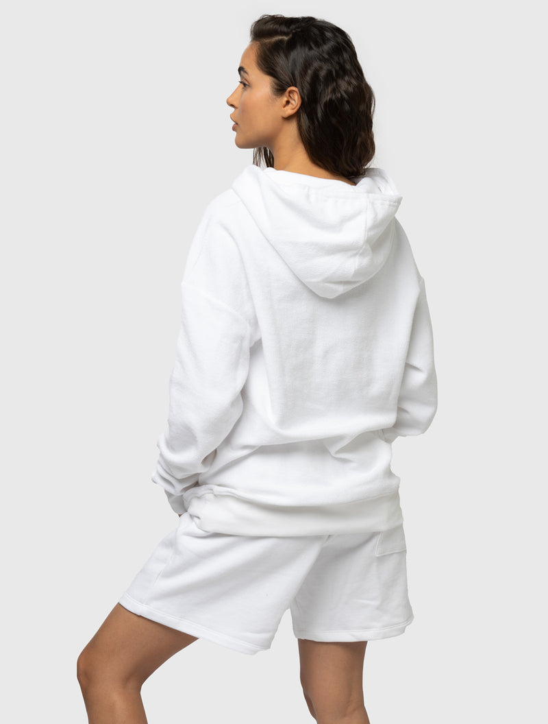 BARRY'S BRIGHT WHITE REVERSE TERRY HOODIE