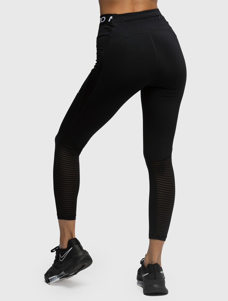 Nike XS Dri-Fit Epic Run Black Crop Tight Fit Leggings Mesh Panel