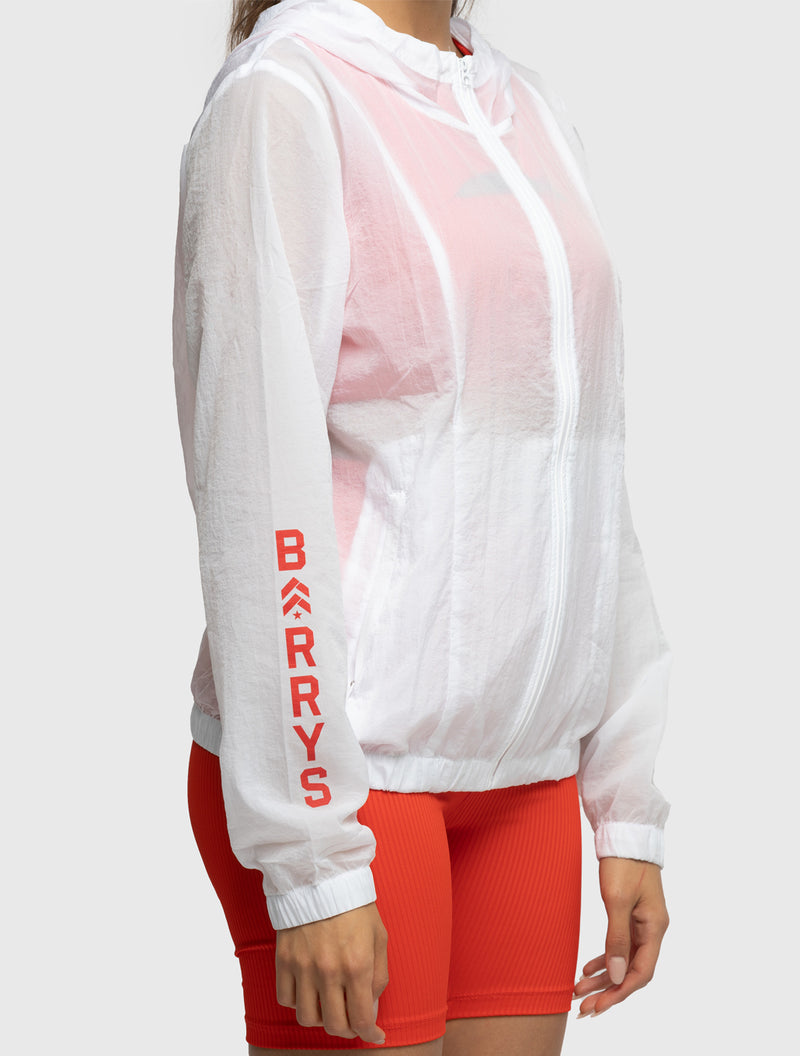 Barry's Women's Jacket/Hoodie (White/cherry Red - XL) | Women's Workout Apparel | Barry's Shop