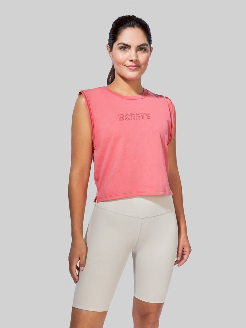 BARRY'S WARM CORAL MUSCLE TEE
