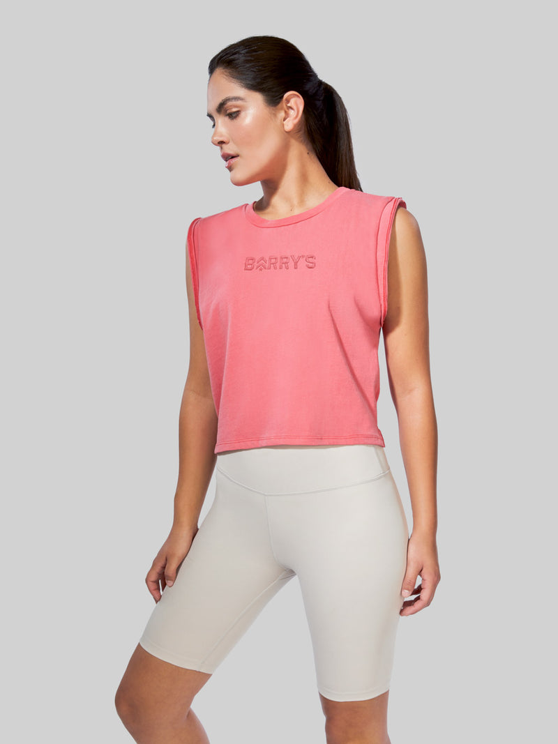 BARRY'S WARM CORAL MUSCLE TEE