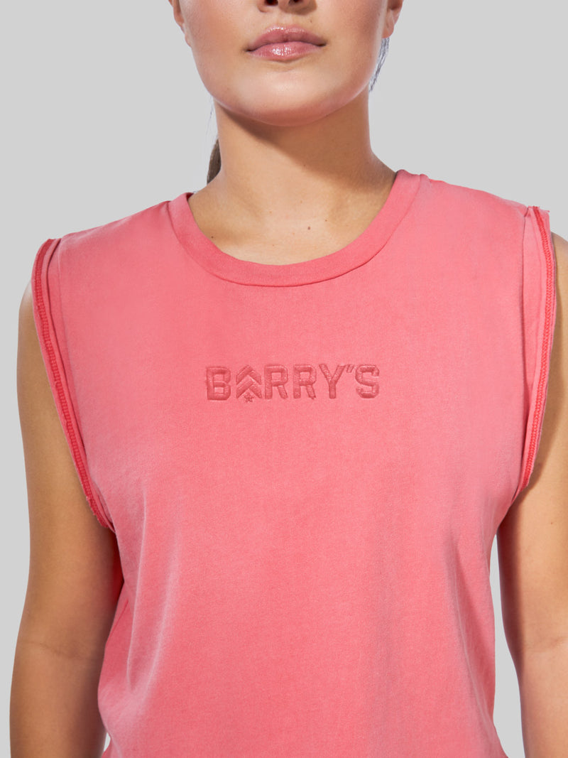 BARRY'S WARM CORAL MUSCLE TEE