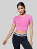 BARRY'S PINK DENIM PERFORMANCE CROPPED SS TOP