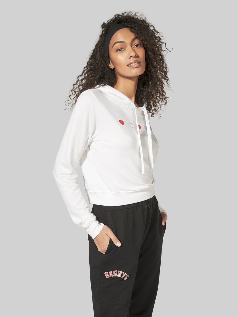 BARRY'S WHITE MODAL CROP HOODIE