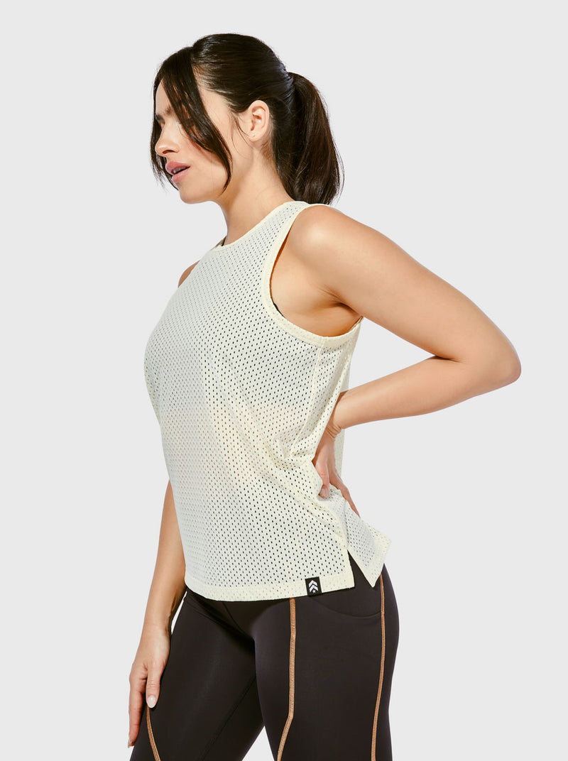 BARRY'S VINTAGE WHITE MESH MUSCLE TANK