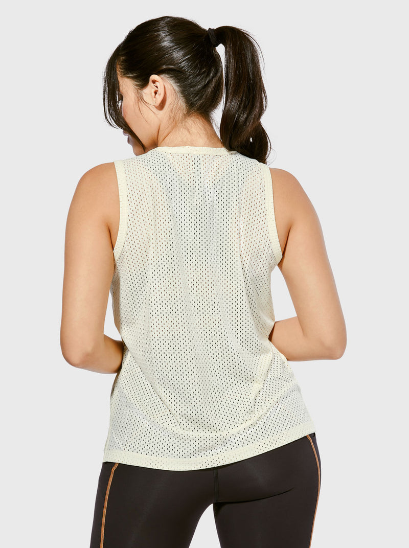 BARRY'S VINTAGE WHITE MESH MUSCLE TANK