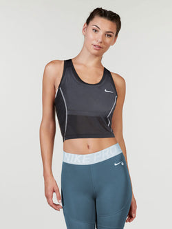 Nike Women Mesh Crop Tee (white / black / black / white)